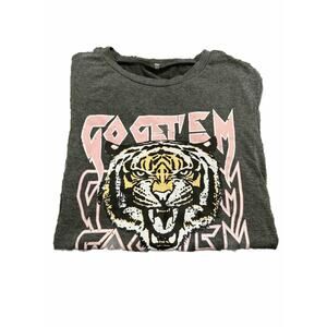 GO GET UM TSHIRT TEEN‎ XL WOMENS GRAY W GRAPHIC COTTON